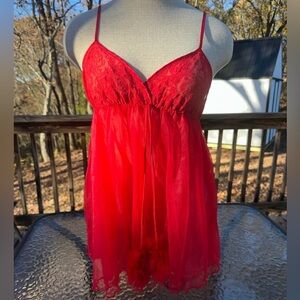 Vintage Red Lace Babydoll Lingerie size small